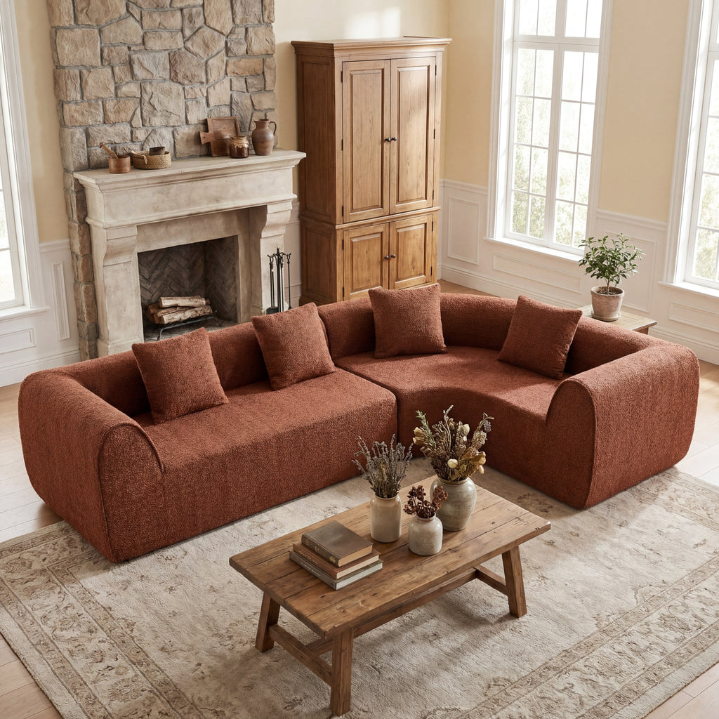 110" Modern Curved L-Shaped Modular Sectional Sofa
