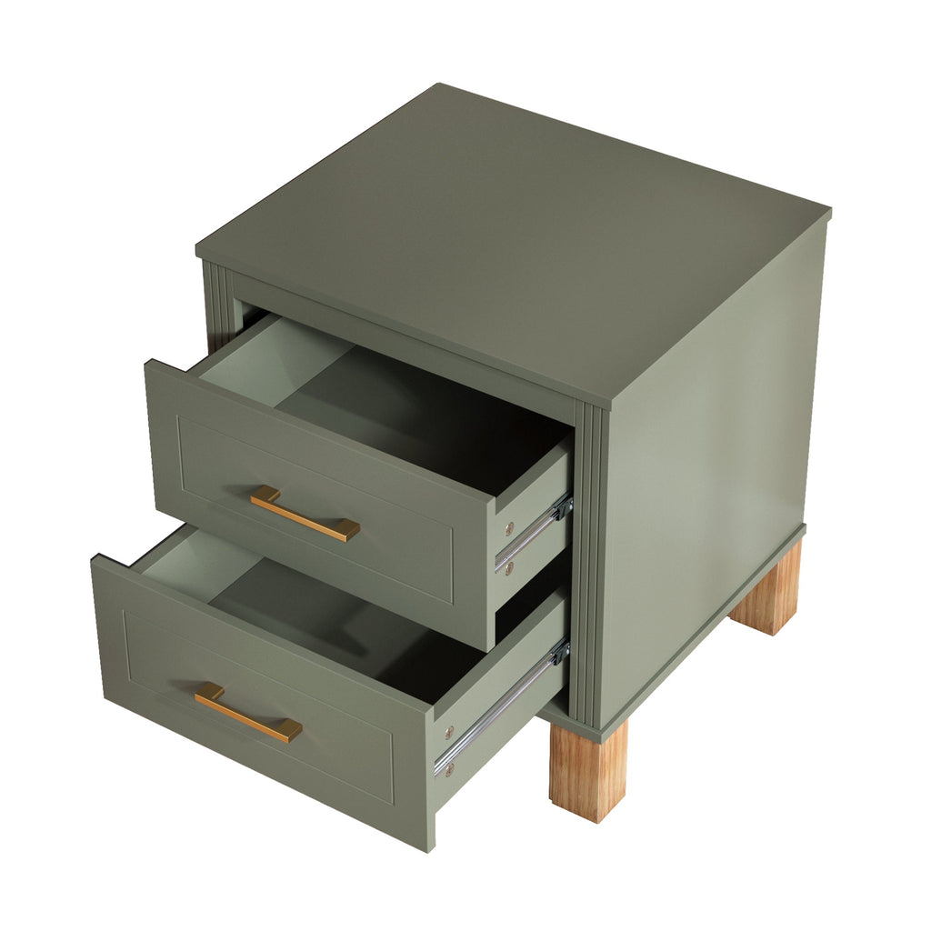2 Drawer Nightstand with Elegant Fluted Design