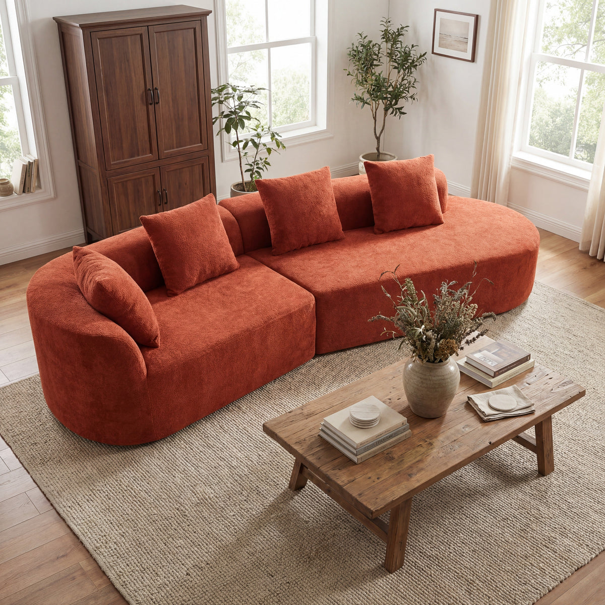 116" Modern Curved Sectional Sofa with Chaise Lounge