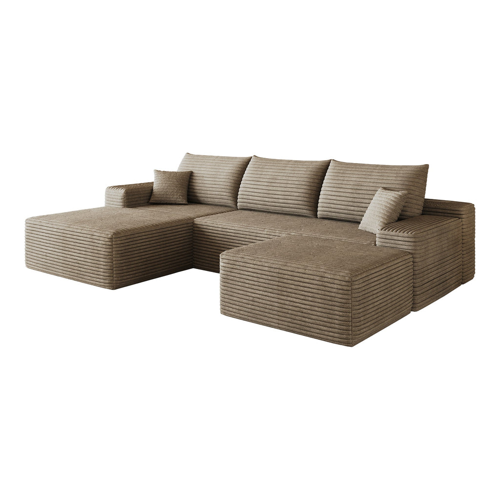 107" Cloud Sectional Sofa with Ottoman - Modern Minimalist Design